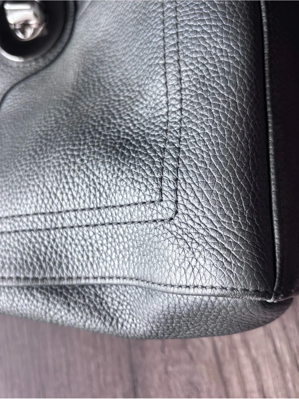 Coach Penelope Carryall Metallic Silver Leather Turnlock Tote
